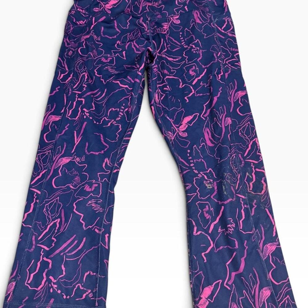 Avia Womens Floral Leggings With Pockets XL 16-18 Pink Blue